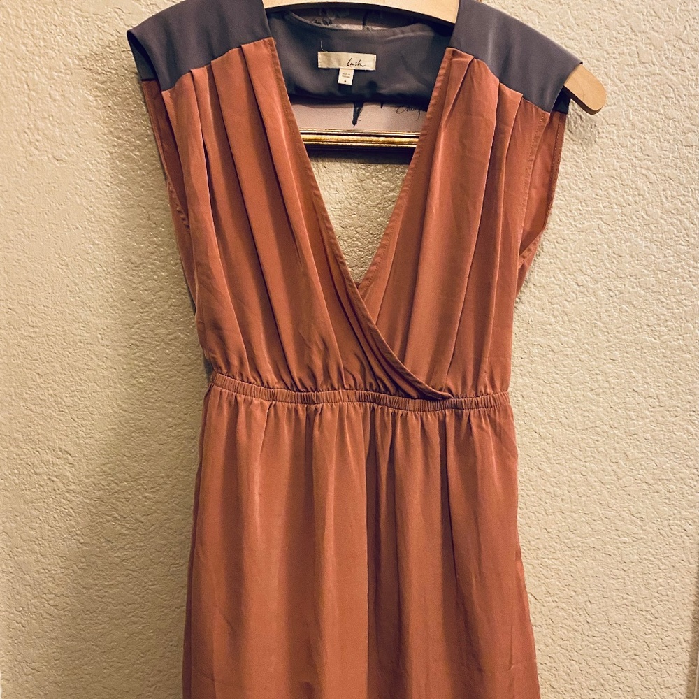 Lush slip dress in blush/grey
